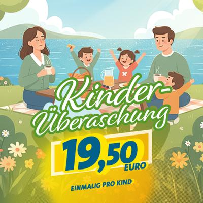 Freut euch auf eine kleine Überraschung für strahlende Kinderaugen gleich zu Beginn des Urlaubs. Das Geschenk ist einmal pro Kind und Urlaub zubuchbar und gilt für Mietobjekte vom 10. April bis 10. Mai 2026. 